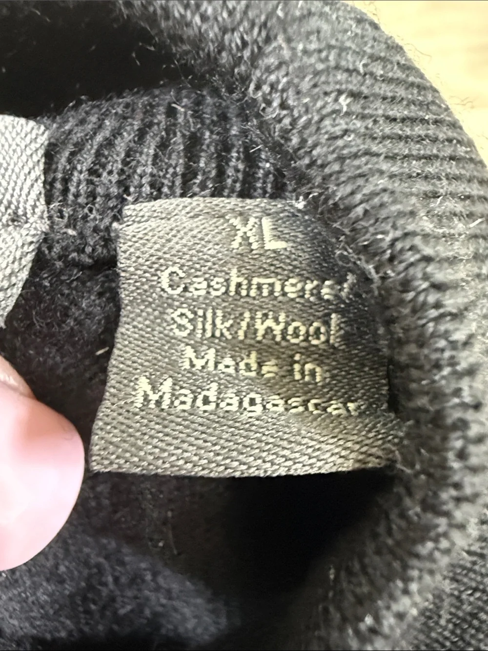 Luxury Merino Wool Silk Cashmere Blend Mock Neck Sweater Black XL